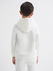 Reiss White Fabien Senior Interlock Jersey Hoodie - Image 5 of 6