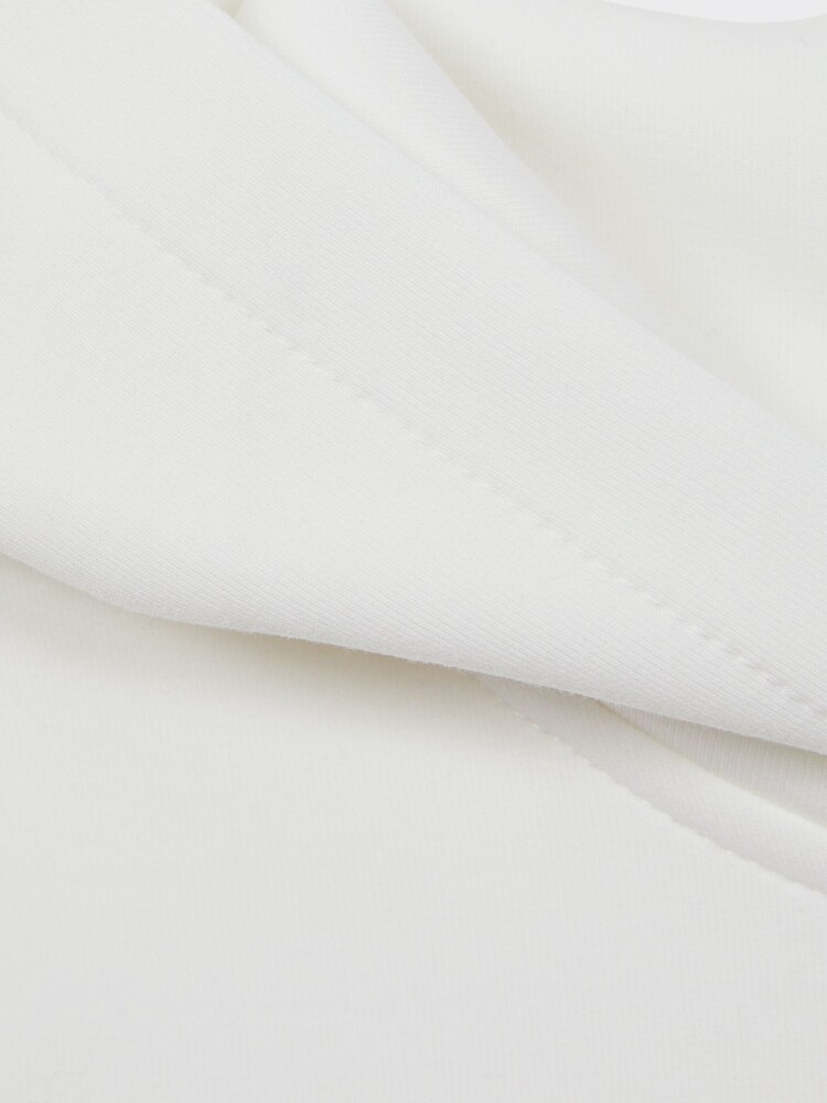 Reiss White Fabien Senior Interlock Jersey Hoodie - Image 6 of 6