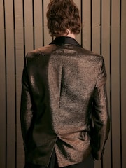 Bronze EDIT Slim Glitter Tuxedo Suit Jacket - Image 2 of 13