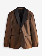 Bronze EDIT Slim Glitter Tuxedo Suit Jacket - Image 4 of 13