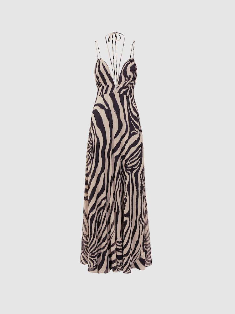 Reiss Black/White Vida Zebra Print Maxi Dress - Image 2 of 4