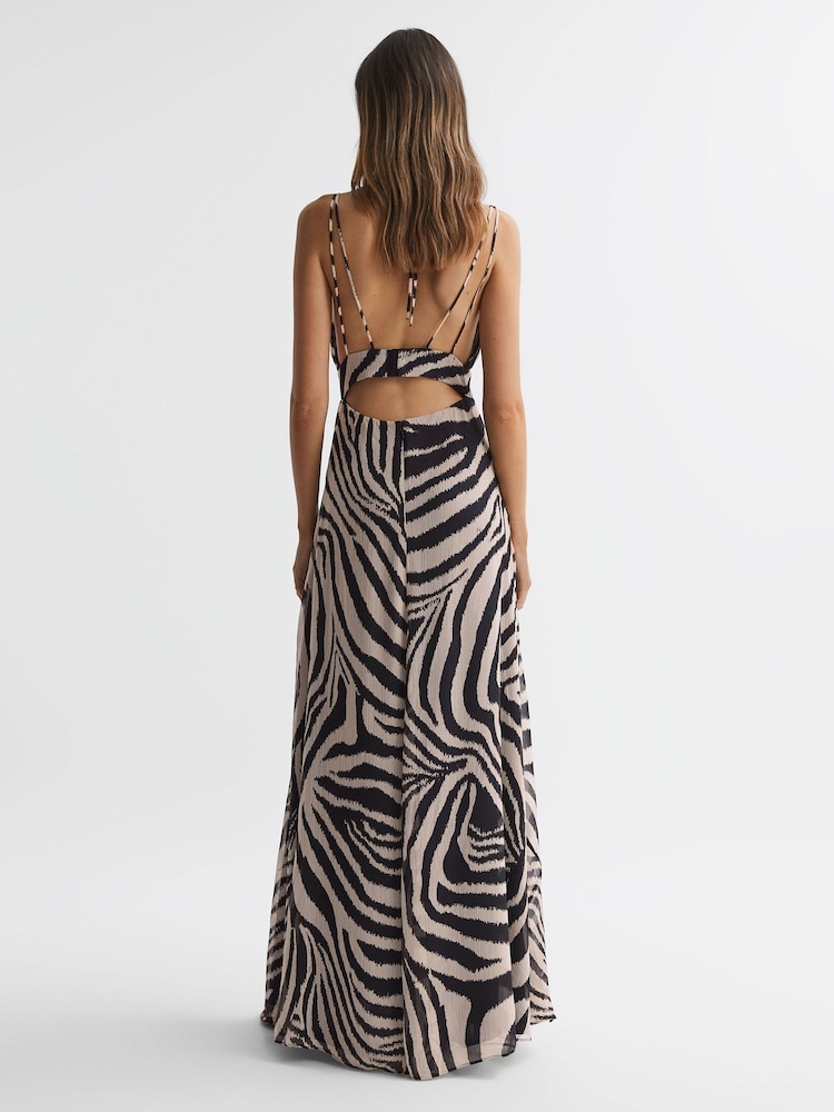 Reiss Black/White Vida Zebra Print Maxi Dress - Image 4 of 4