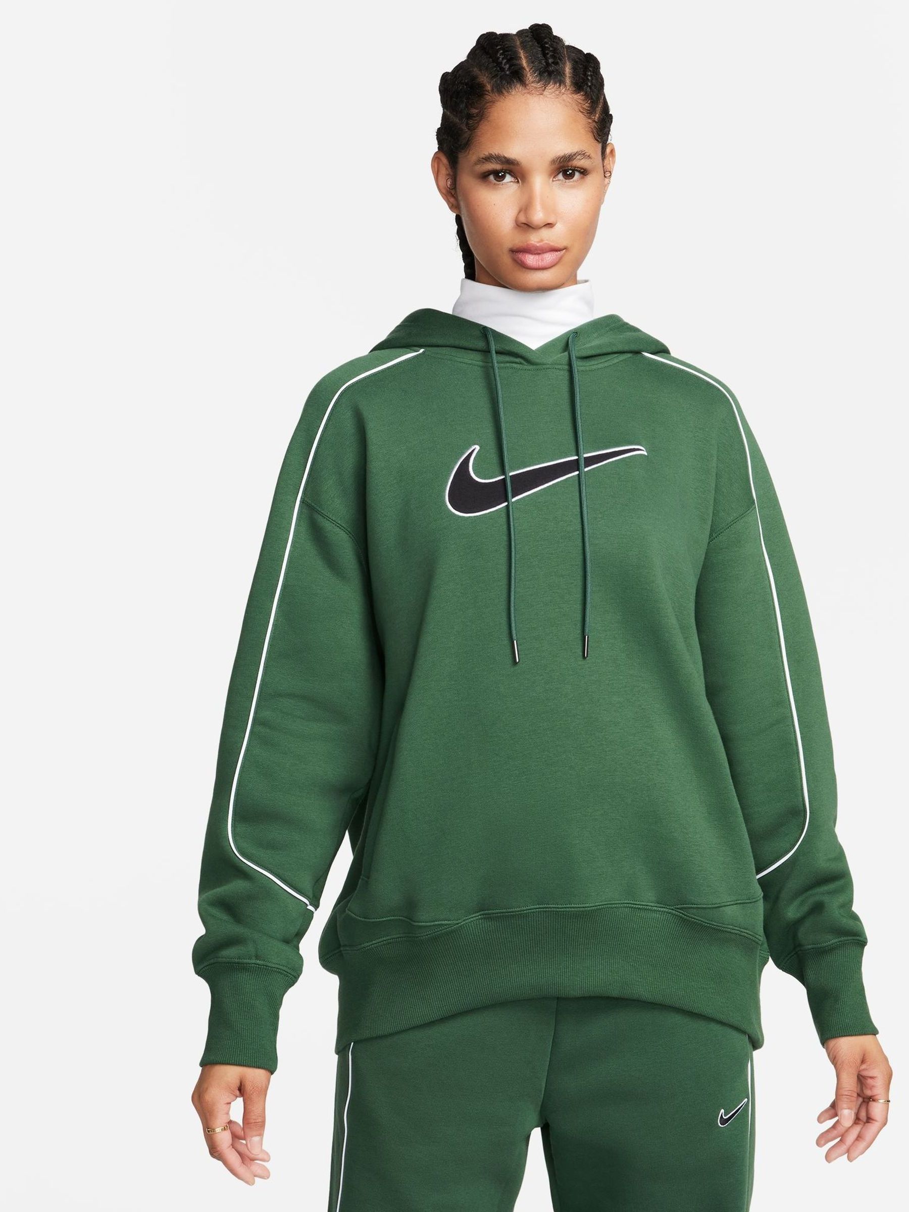 Buy Nike Green Piping Detail Swoosh Hoodie from Next Luxembourg