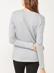 Grey Marl Long Sleeve Crew Neck 100% Cotton T-Shirt - Image 3 of 7