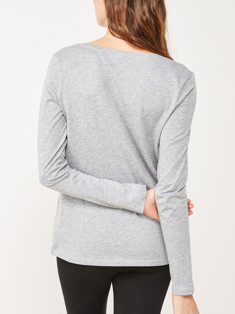 Marl gris - T-shirt manches longues Col rond  100% coton - Image 3 of 7