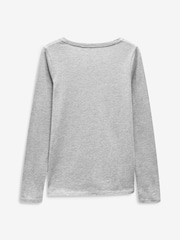 Grey Marl Long Sleeve Crew Neck 100% Cotton T-Shirt - Image 6 of 7