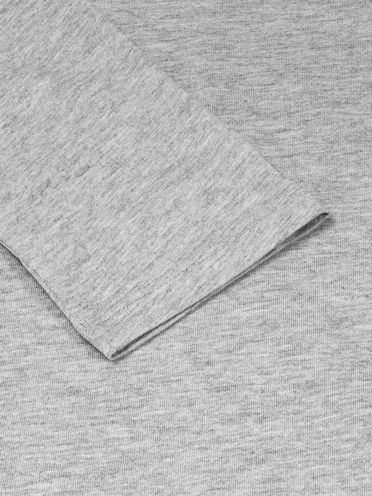 Grey Marl Long Sleeve Crew Neck 100% Cotton T-Shirt - Image 7 of 7