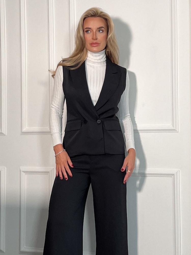 Girl In Mind Black Hera Longline Sleevless Blazer - Image 6 of 6