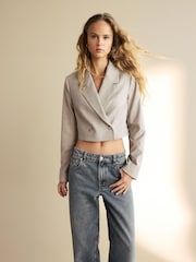 Neutral Cross Hatch Cropped Blazer - Image 3 of 7