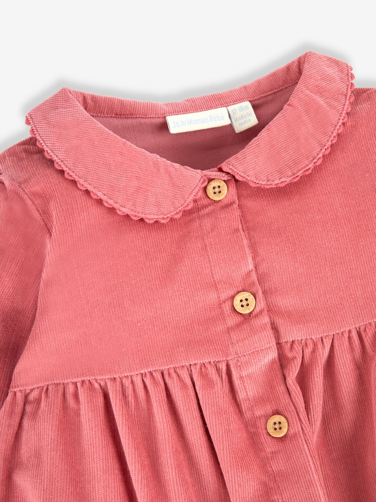 JoJo Maman Bébé Rose Pink Classic Cord Shirt Dress - Image 2 of 3