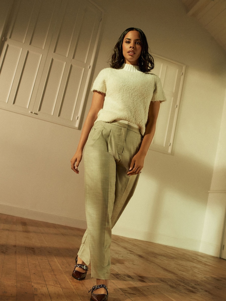 Neutral Cross Hatch Barrel Trousers - Image 1 of 6