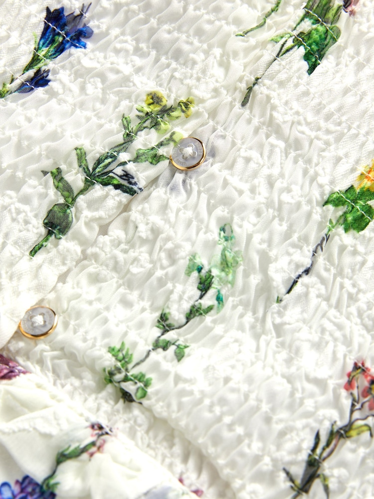 Baker by Ted Baker Floral Chiffon White Rompersuit - Image 10 of 11
