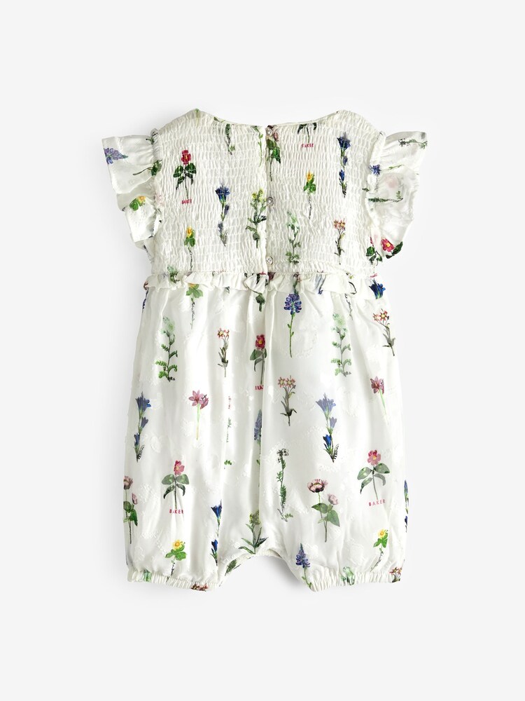 Baker by Ted Baker Floral Chiffon White Rompersuit - Image 8 of 11