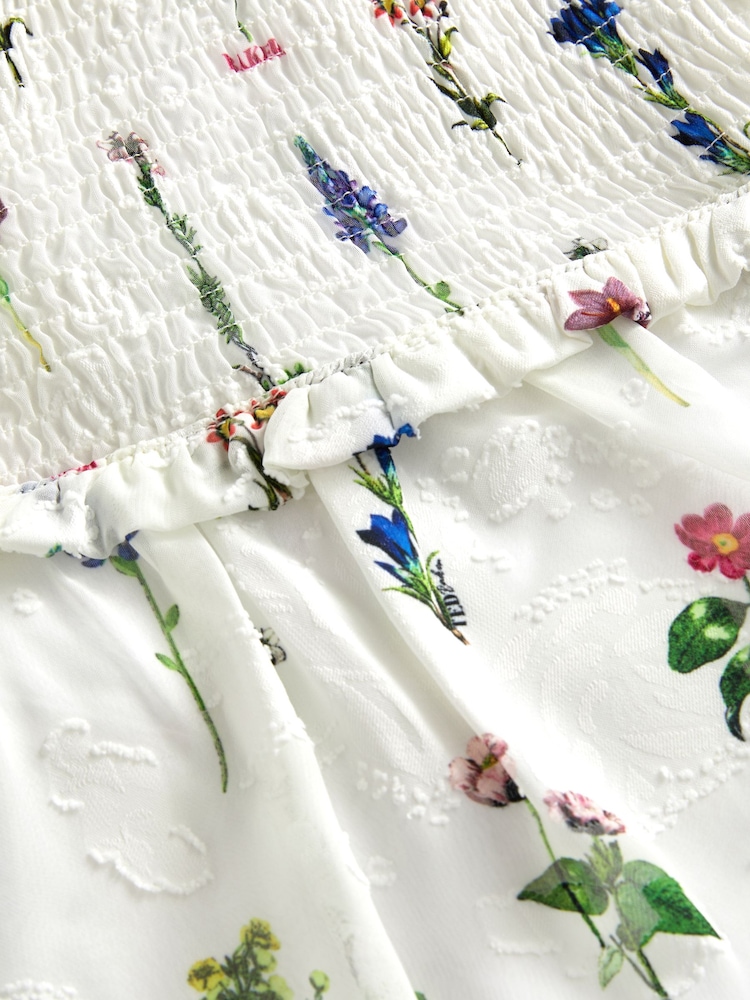 Baker by Ted Baker Floral Chiffon White Rompersuit - Image 9 of 11