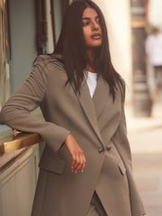 Brun/Khaki - Asymmetrisk justerbar midja Kavaj - Bild 1 av 8