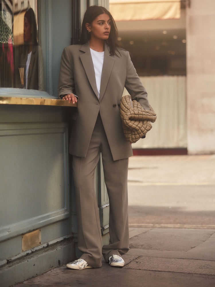 Brown/Khaki Asymmetric Adjustable Waist Blazer - Image 2 of 8 Brown/Khaki Asymmetric Adjustable Waist Blazer - Image 2 of 8