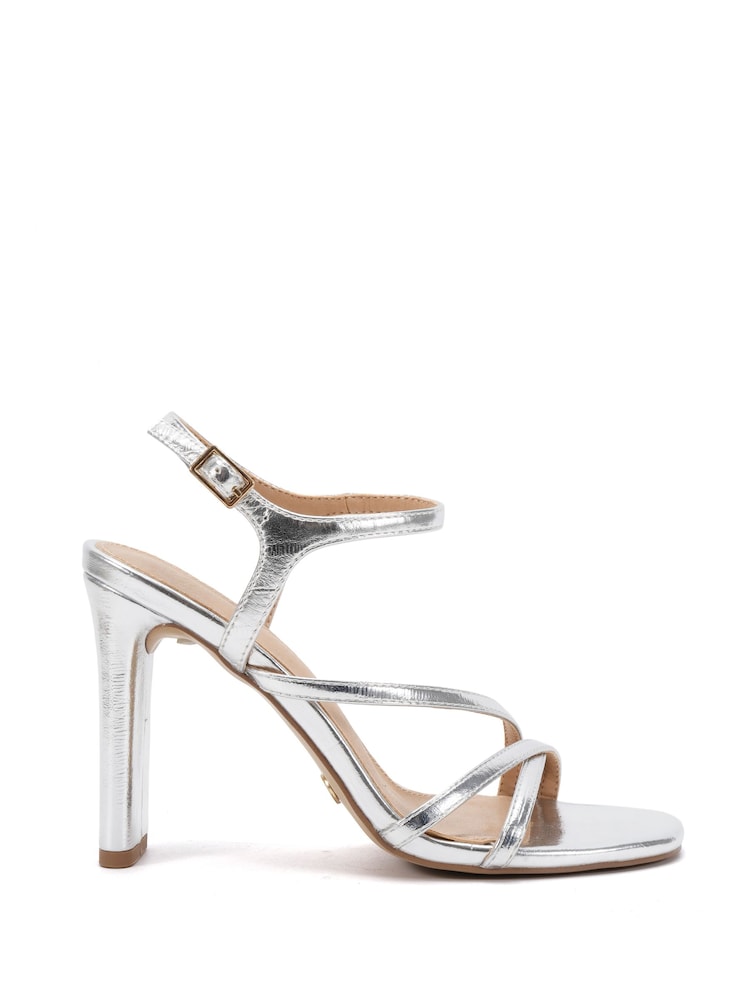 Novo Silver Standard Fit Molly Strappy Slim Block High Heel Sandals - Image 2 of 6