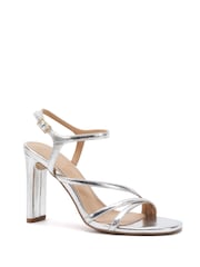 Novo Silver Standard Fit Molly Strappy Slim Block High Heel Sandals - Image 3 of 6