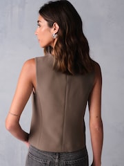 Brown/Khaki Tailored Button Through Waistcoat - Image 3 of 7