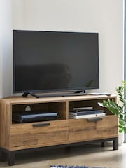 Dark Bronx Up to 46 inch Corner Oak Effect Slim TV Unit - Image 1 of 8