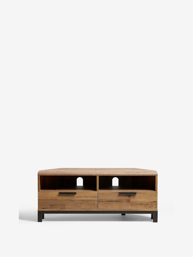 Dark Bronx Up to 46 inch Corner Oak Effect Slim TV Unit - Image 8 of 8