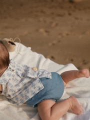 Mango Blue Cotton Blend Shorts - Image 2 of 4