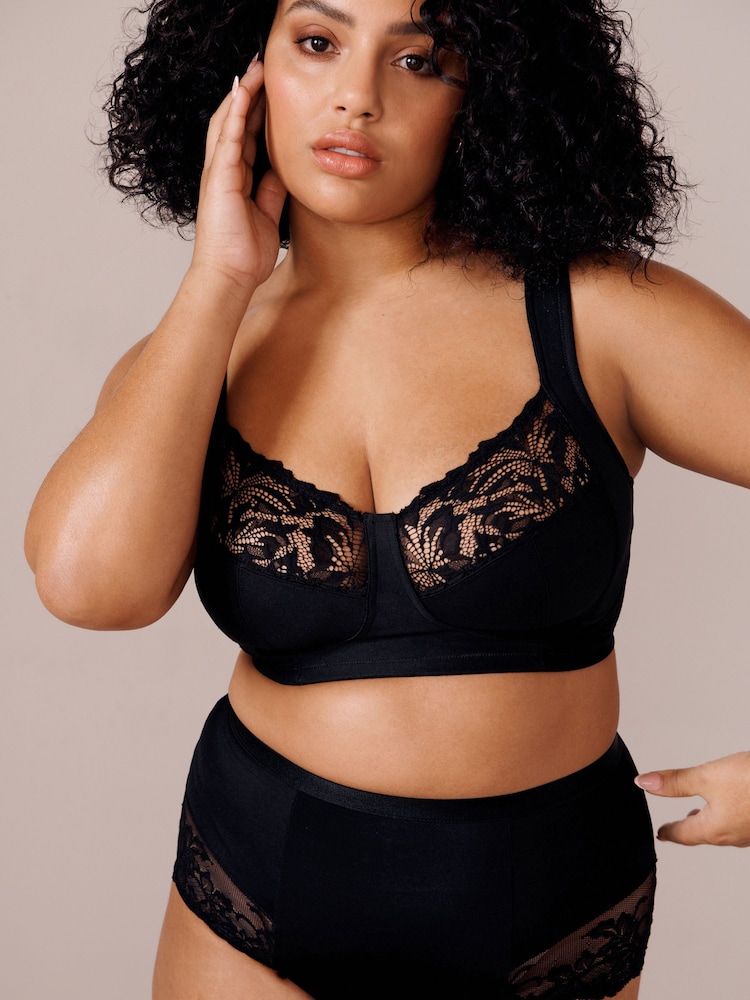 Black F-K Ultimate Comfort Cup Padded Strap Non Pad Non Wired Bra with Side Support - Image 1 of 7