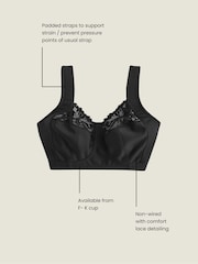 Black F-K Ultimate Comfort Cup Padded Strap Non Pad Non Wired Bra with Side Support - Image 4 of 7