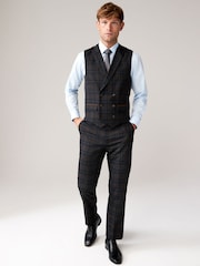 Navy Trimmed Check Suit Waistcoat - Image 2 of 10