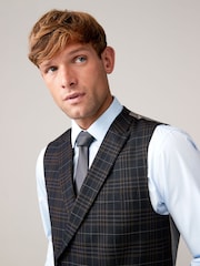 Navy Trimmed Check Suit Waistcoat - Image 3 of 10