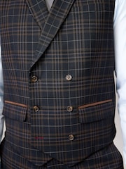 Navy Trimmed Check Suit Waistcoat - Image 5 of 10