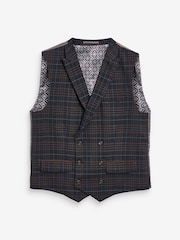 Navy Trimmed Check Suit Waistcoat - Image 7 of 10