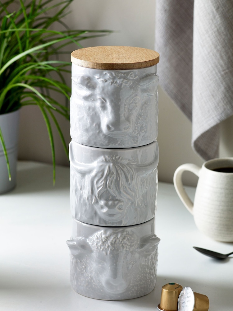 Grey Hamish Stacking Jars Set of 3 - Image 1 of 3
