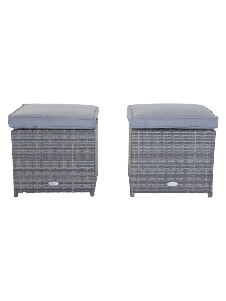 Charles Bentley Grey Pair of Garden Rattan Footstools - Image 6 of 6 Charles Bentley Grey Pair of Garden Rattan Footstools - Image 6 of 6