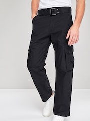 Black Belted Tech Cargo Trousers - Image 1 of 7