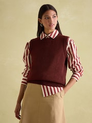 Joules Holly Burgundy Regular Fit Knitted Vest - Image 1 of 6
