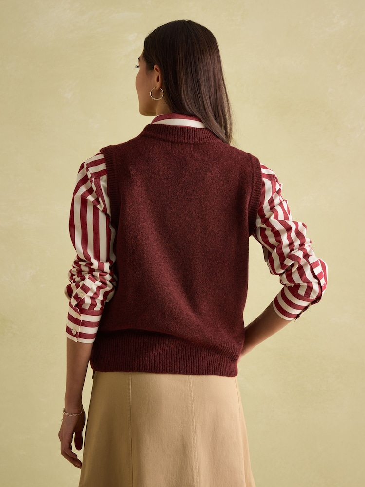 Joules Holly Burgundy Regular Fit Knitted Vest - Image 2 of 6