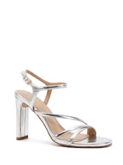 Novo Silver Wide Fit Molly Strappy Slim Block High Heel Sandals - Image 3 of 6