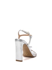 Novo Silver Wide Fit Molly Strappy Slim Block High Heel Sandals - Image 4 of 6
