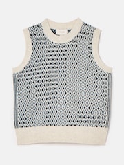 Joules Ingrid Cream/Navy Patterned Knitted Vest - Image 6 of 6