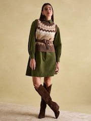 Joules Lowry Brown Knitted Fairisle Pattern Vest - Image 3 of 6
