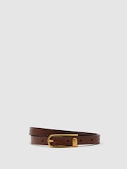 Reiss Tan Iris Slim Leather Half-Keeper Belt - Image 2 of 4