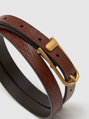 Reiss Tan Iris Slim Leather Half-Keeper Belt - Image 3 of 4