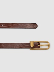 Reiss Tan Iris Slim Leather Half-Keeper Belt - Image 4 of 4