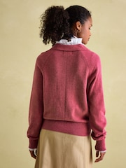 Joules Mia Raspberry Pink Pointelle Jumper with Open Collar - Image 1 of 5