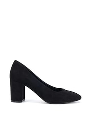 Novo Black Standard Fit Indigo Mid Block Heel Round Toe Court Shoes - Image 2 of 6