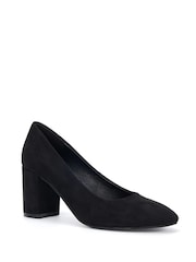 Novo Black Standard Fit Indigo Mid Block Heel Round Toe Court Shoes - Image 3 of 6