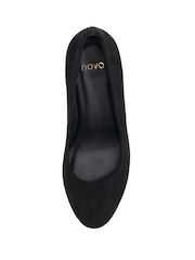 Novo Black Standard Fit Indigo Mid Block Heel Round Toe Court Shoes - Image 6 of 6
