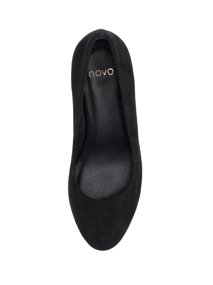 Novo Black Standard Fit Indigo Mid Block Heel Round Toe Court Shoes - Image 6 of 6