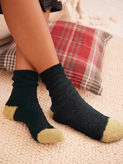 Bath & Body Works Black/Cream Bath & Body Works Fluffy Socks 2 Pack - Image 1 of 6